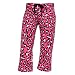Hot Pink Fuschia Leopard Spots Novelty Print Brushed flannel cotton low rise flared capri pants, 5 adult sizes