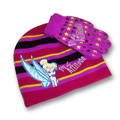 Disney Fairies Girl's Knit Hat and Gloves Set (4-18)