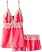 Seven Til Midnight Women's Enchanting Lace Trim Cami and Short, Coral, Medium
