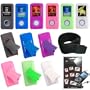 SanDisk Sansa e250 e260 e270 e280 Premium Silicone Skin with Accessory Kit - Belt Clip - Sports Armband - Screen Shield - 6 Color Options