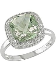 10k White Gold Opal, Smokey Quartz and Accent Diamond Ring (0.072 Cttw, G-H Color, I1-I2 Clarity)