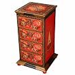 Handmade Asian Furniture - 32" Red & Black Tibetan Dresser / End Table With Sacred Flower Design