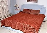 Fabulous Leaf Style Cotton Golden Hand Block Print Comforter Bedspread with ....