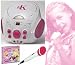 Karaoke Princess EKG77 Stereo Boombox Party Pack, CD Player + Karaoke Machine - with Kids Girls karaoke microphone + FREE Disney Princess Graphics CD G+ (Connect to a TV) by Easy Karaoke - PINK