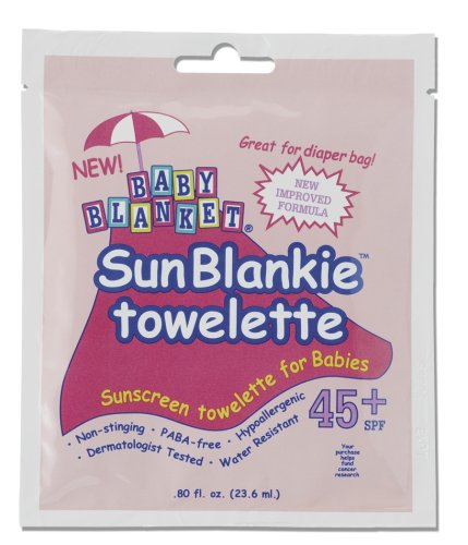 Baby Blanket SunBlankie Sunscreen Towelette, SPF 45+, 8 Pack with Bonus Zipper Bag (Pack of 2)