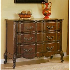 Cherry Finish Console Cabinet With Three Drawers by 
