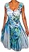 Funfash Plus Size Women Empire Waist White Blue Swing Cocktail Dress Made in USA