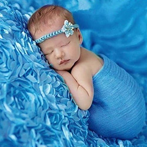 Aaronam Newborn Baby Photography Photo Props 3D Rose Flower Backdrop Beanbag Blanket Rug (Blue)