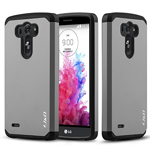 LG G3 CASE, J&amp;D [Slim Armor] LG G3 Case Rugged Heavy Duty Protective Case for LG G3 - Grey