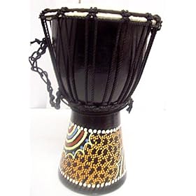 6 1/2" X 11" Aboriginal Drum Djembe Dot Painted Drums