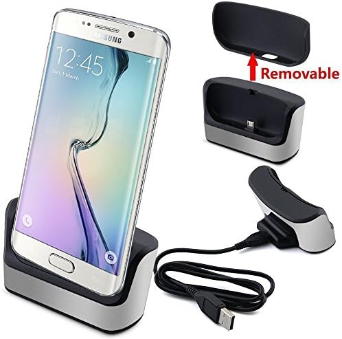 Samsung Galaxy S6 / S6 Edge Cradle - Unismart (TM) New Charging Cradle Desktop Dock Station for Samsung Galaxy S 6 G920 | Samsung Galaxy S 6 Edge G925 (Dock S6 edge, Black & Silver)
