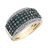 White and Blue Diamond Ring 1.50 Carat (ctw) in 10K Yellow Gold