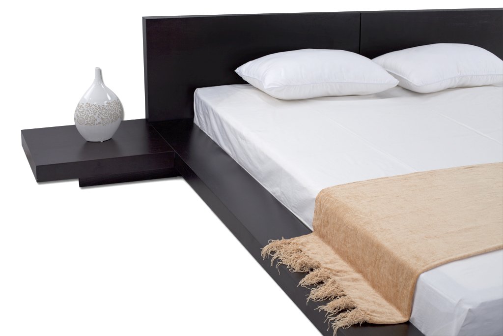 Amazon.com: Fujian Modern Platform Bed + 2 Night Stands King ...