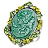 Pugster Green Cameo Brooches And Pins Vintage