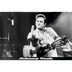 Johnny Cash Giant Poster ~ Giving the Finger ~ San Quentin ~ Approx 40 X 60 Inches