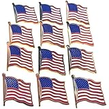 12 American Flag Waving Lapel Pins U.S.A. United States