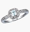 Avon Sterling Silver Genuine Aquamarine Ring in Gift Box Size 7