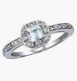 Avon Sterling Silver Genuine Aquamarine Ring in Gift Box Size 8