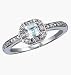 Avon Sterling Silver Genuine Aquamarine Ring in Gift Box Size 7