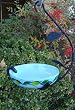 Blue Ceramic and Wrought Iron Handcrafted Mealworm and Seed Bird Feeder