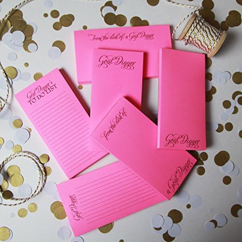 Goal Digger Pink Notepad Set Gift. 6 Notepads with the Words "Goal Digger's Notes. From the Desk of a Goal Digger. Goal Digger's to Do List." Etc. Perfect Gift to Yourself or Your Goal Digger Friend.