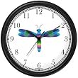 Multicolored No.4 Dragonfly or Dragon Fly - JP Wall Clock by WatchBuddy Timepieces (Black Frame)