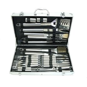 Click here to buy BT Outdoor Stainless Steel 24 piece Barbeque (BBQ) Cooking Grilling Utinsel Set.