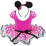 YiZYiF Christmas Outfits Girls Minnie Mouse Halloween Ballet Tutu Dress Headband Hot Pink 4T