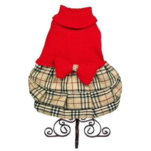 Dog and Cat Cute High Quality DRESS with Turtleneck – Small – Red and Brown – Mommy, it’s Chilly Outside but I am Ready – Only 1 Left