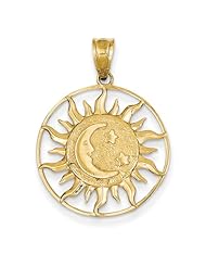 14k Yellow Gold Polished Sun with Moon & Star Charm