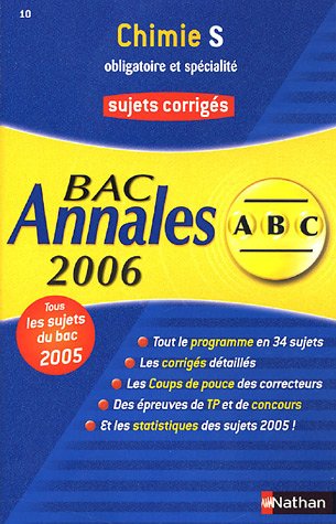 Download Chimie S obligatoire et spécialité : Annales Bac sujets et corrigés Download Chimie S obligatoire et spécialité : Annales Bac sujets et corrigés