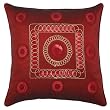Decorative Handmade Cushion Cover / Pillow Sham With Silver Stitch Design - Burgundy Red
