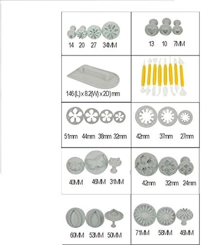 SZbird Cake Tools Flower Fondant Cake Sugarcraft Decorating Kit Cookie Mould Icing Plunger Cutter Tool (14 sets (46pcs))