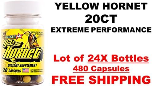 Stacker 2 Yellow Hornet 20ct Bottle (Lot of 24x Bottles) = 480 Capsules,