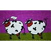 STC Hand Tufted Coir Door Mat with Anti-slip Backing, 2 Cows Design, 45x75cm