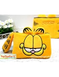 Licensed Garfield Plush Coin Purse Key Pouch ID Credit Card Case with Tail Charm