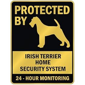 PROTECTED BY " IRISH TERRIER HOME SECURITY SYSTEM " PARKING SIGN DOG