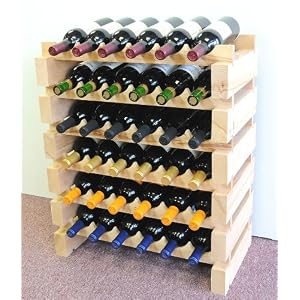 Wine Rack Wood -36 Bottles Modular Hardwood Wine Racks (6 bottles x 6 shelves) by