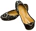 Starlite Ladies Womens Beaded & Diamante Black Leather Khussa Fashion Shoes / Pumps - with FREE ANKLET