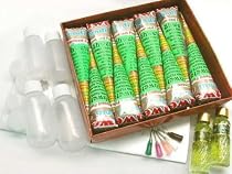 Beachcombers! Henna Tattoo 10 Pre Mixed Paste Cone Party Pack w/Oil & Fine Metal Tip Applicator Bottles