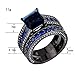 JunXin® Two Pieces Black Gold Bridal Wedding Set Princess Cut Sapphire Blue Main Stone Size5/6/7/8/9/10/11(7)