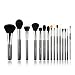 Jessup Makeup Brushes 15 Pcs Makeup Brush Set Beauty Cosmetics Make Up Powder Concealer Eyeshadow Eyeliner Blending Lip Brush Tools (Black/Silver) T092