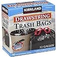 Kirkland Signature Drawstring Trash Bags - 33 Gallon - Xl Size - 90 Count (90 count)