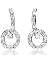 14k White Gold Circle Drop Diamond Earrings (GH, I1-I2, 0.26 carat)