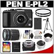 Olympus Pen E-PL2 Micro 4/3 Digital Camera & 14-42mm & 40-150mm Lens (Black) with 16GB Card + Battery + Case + Tripod + (2) Filters + Wide Angle & Telephoto Lens Kit