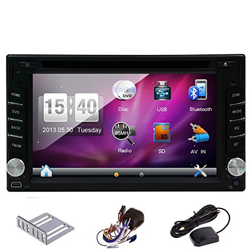 Pupug 6.2" Inch Double 2 Din in Dash GPS Navigation Car Stereo Car DVD Player USB Sd Bluetooth Mp3 MP4 Radio Navigation Touch screen LCD Monitor with DVD/CD/MP3/MP4/USB/SD/AM/FM/RDS Radio/Bluetooth/Stereo/Audio and GPS Navigation SAT NAV Wall Paper e