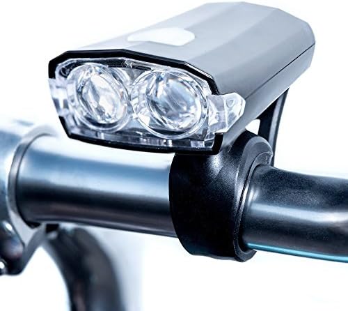 Shining Buddy USB Rechargeable, Water Resistant LED Bike Headlight | 3 Modes - High, Low &amp; Strobe | With Handlebar Mount and Charging Cable, Black
