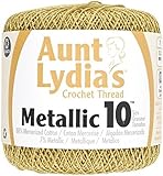 Coats Crochet Aunt Lydia's Crochet, Cotton Metallic Size 10, Gold/Gold