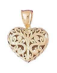 Dazzlers Solid 14k Gold 3D Heart Charm Pendant Available in three colors from jewelsberry (weights: 3.9 grams only)