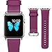 J&D Tech Modern Series Leather Strap Replacement Wrist Band with Metal Clasp Adapter for Apple Watch Series 1/2 / 3/4, 42mm - Fuchsia